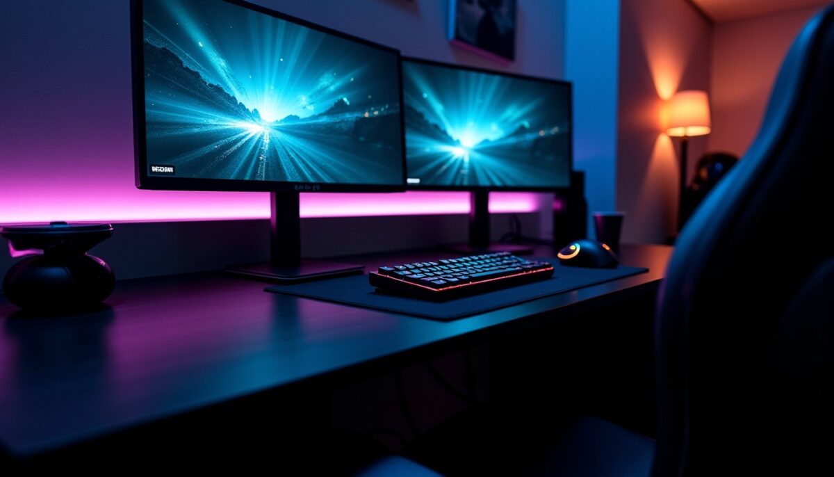 Agencement bureau gaming avec 3 écrans noirs : guide pratique pour une immersion réglée au millimètre